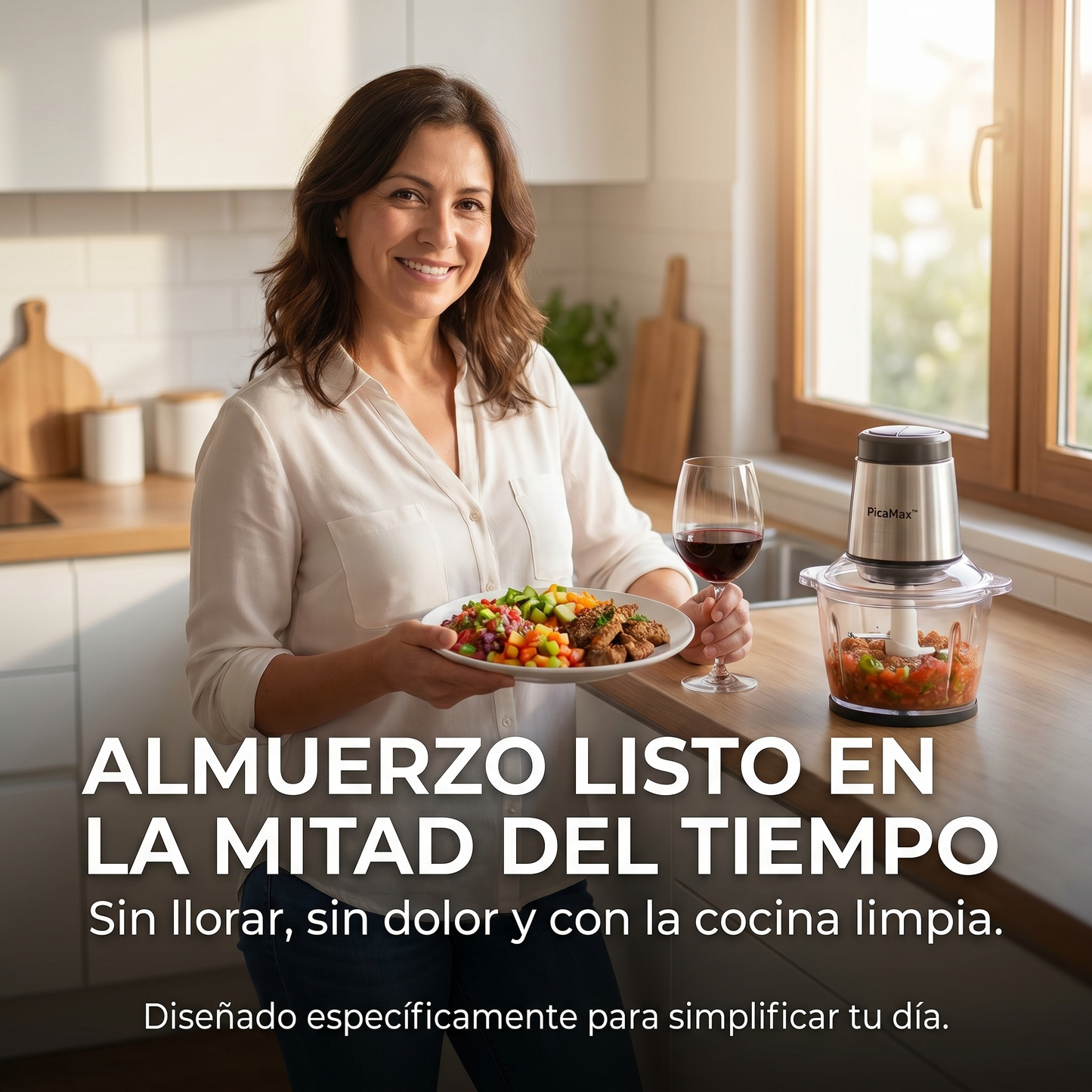 PicaMax™ — Picadora todo en uno. Limpia en segundos. Cocina sin estrés.
