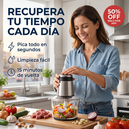PicaMax™ — Picadora todo en uno. Limpia en segundos. Cocina sin estrés.