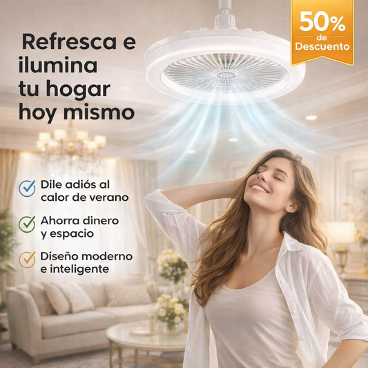 AireLuz Pro™ - Ventilador De Techo Con Luz Led Control